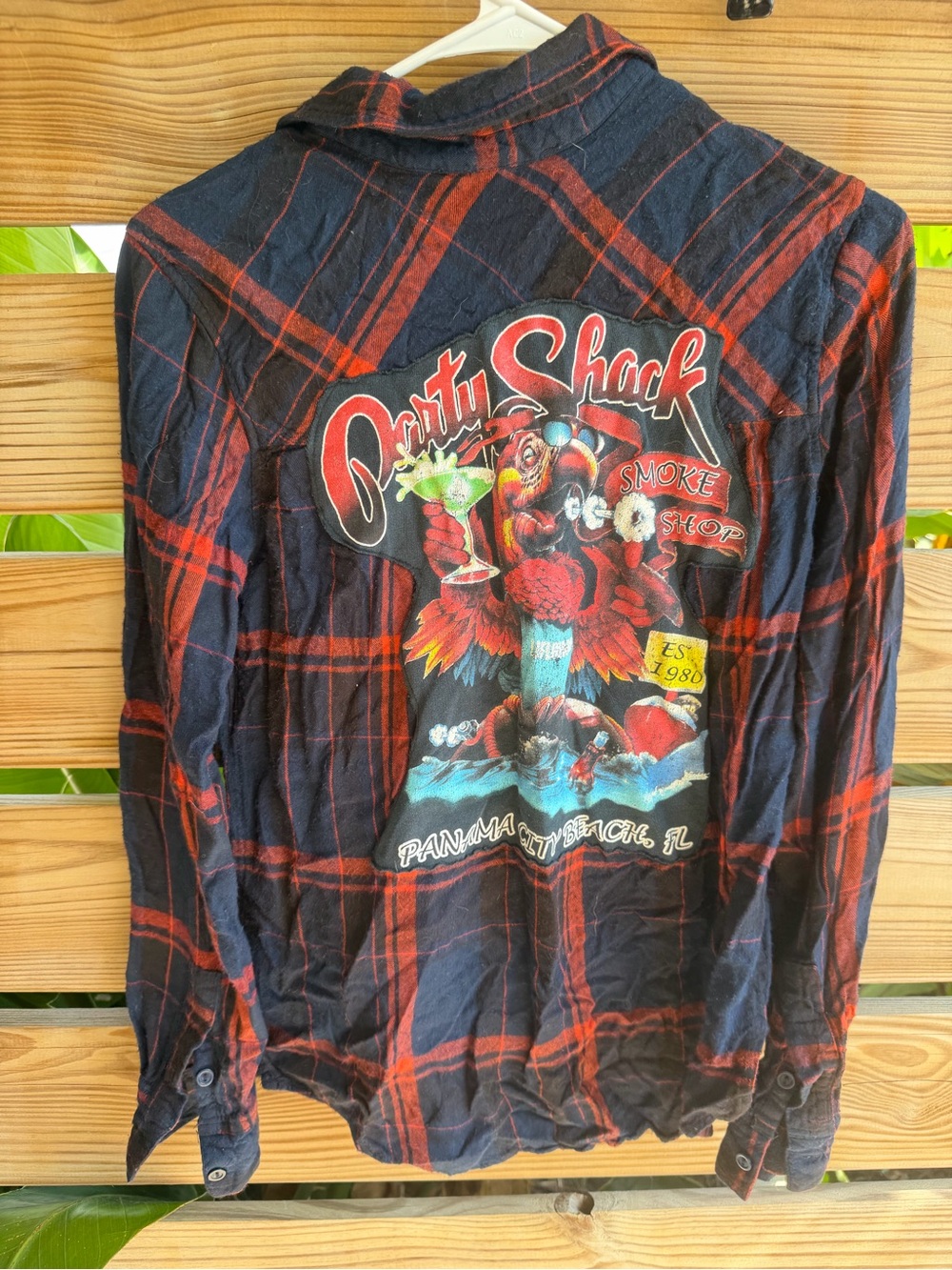 Navy & Red Plaid Graphic Shirt